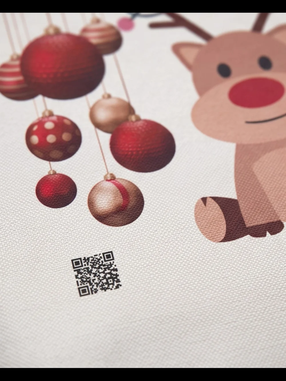 Canvas Holiday Reindeer Tote Bag  With Music When You Scan Qr On Bag,Cream